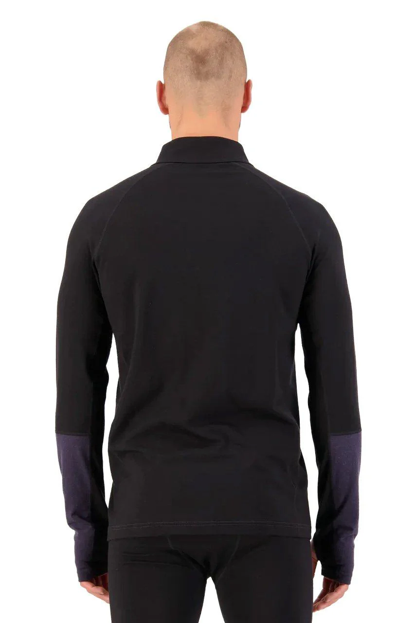Men's Olympus Merino 1/2 Zip Base Layer Top - Black / Grey - Image 4
