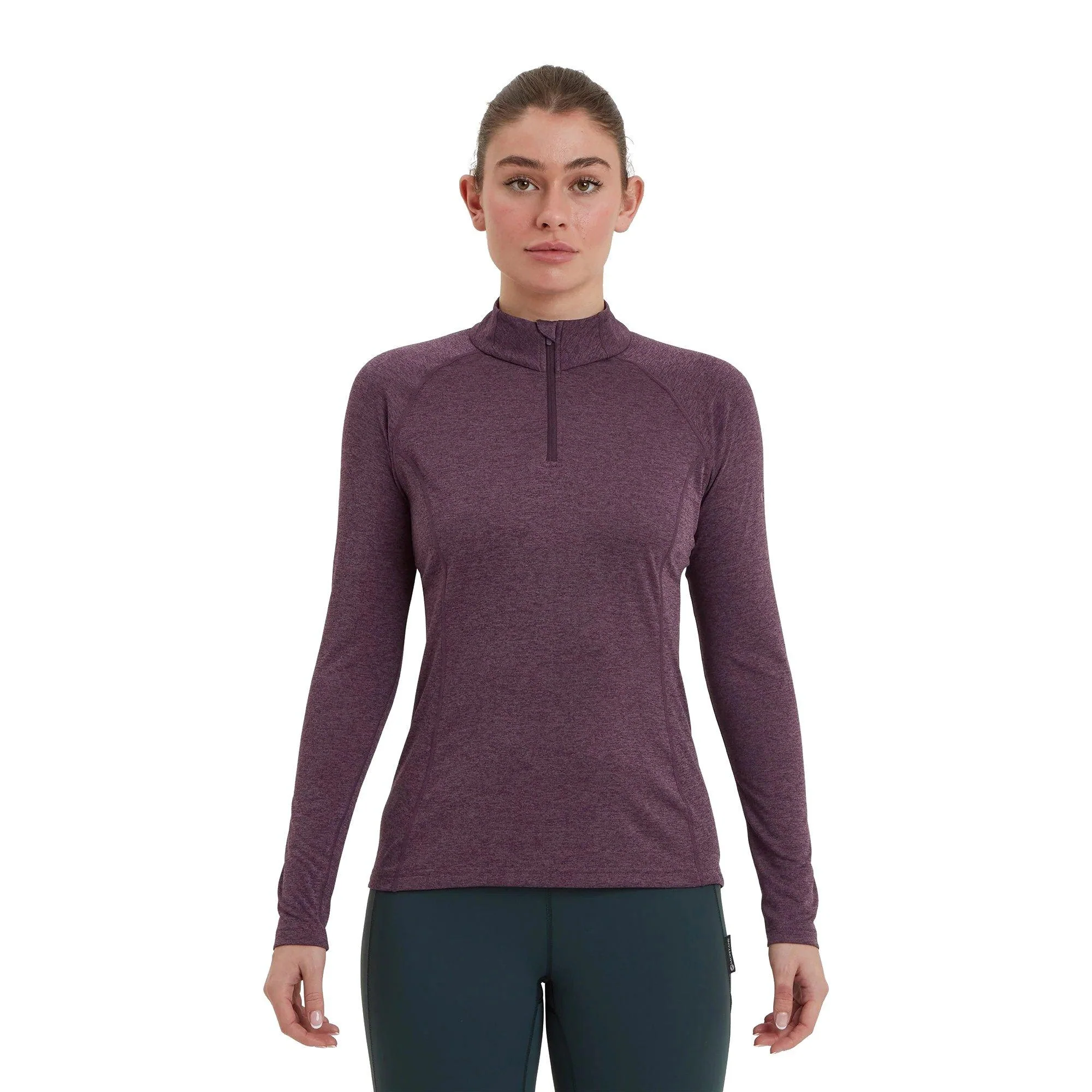 Women’s Dart Zip Neck Long Sleeved Technical Top - Purple - Image 2