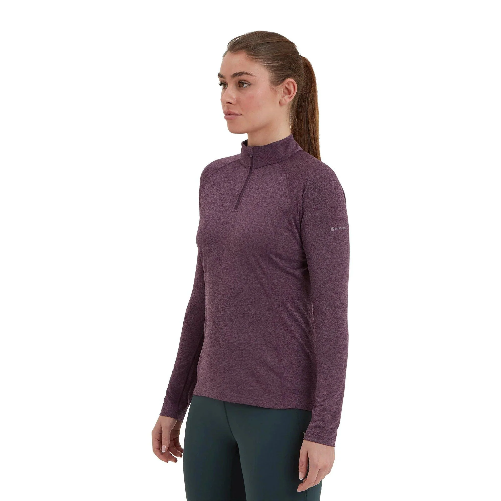 Women’s Dart Zip Neck Long Sleeved Technical Top - Purple - Image 3