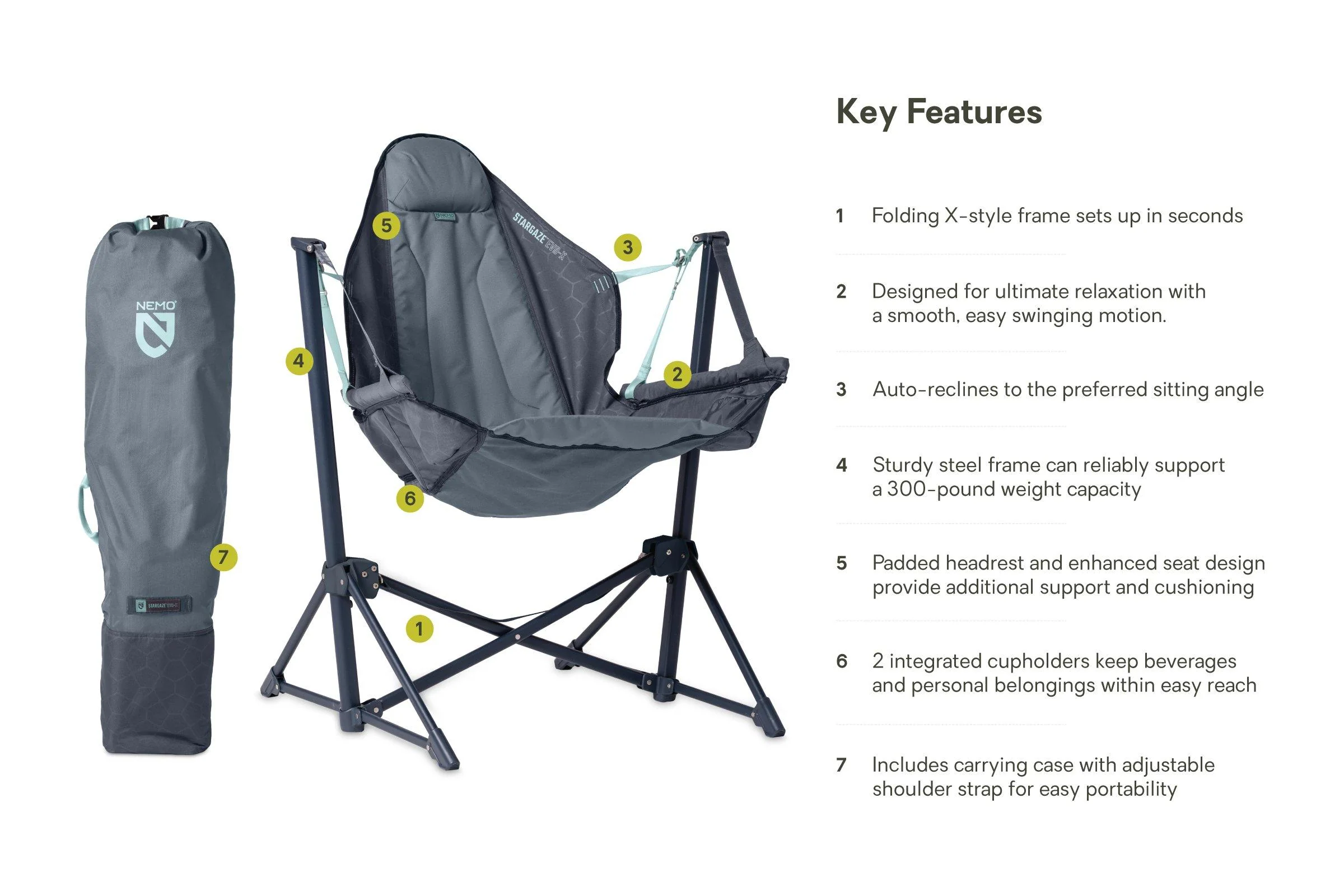 Stargaze EVO-X Folding Reclining Camp Chair - Blue - Image 6