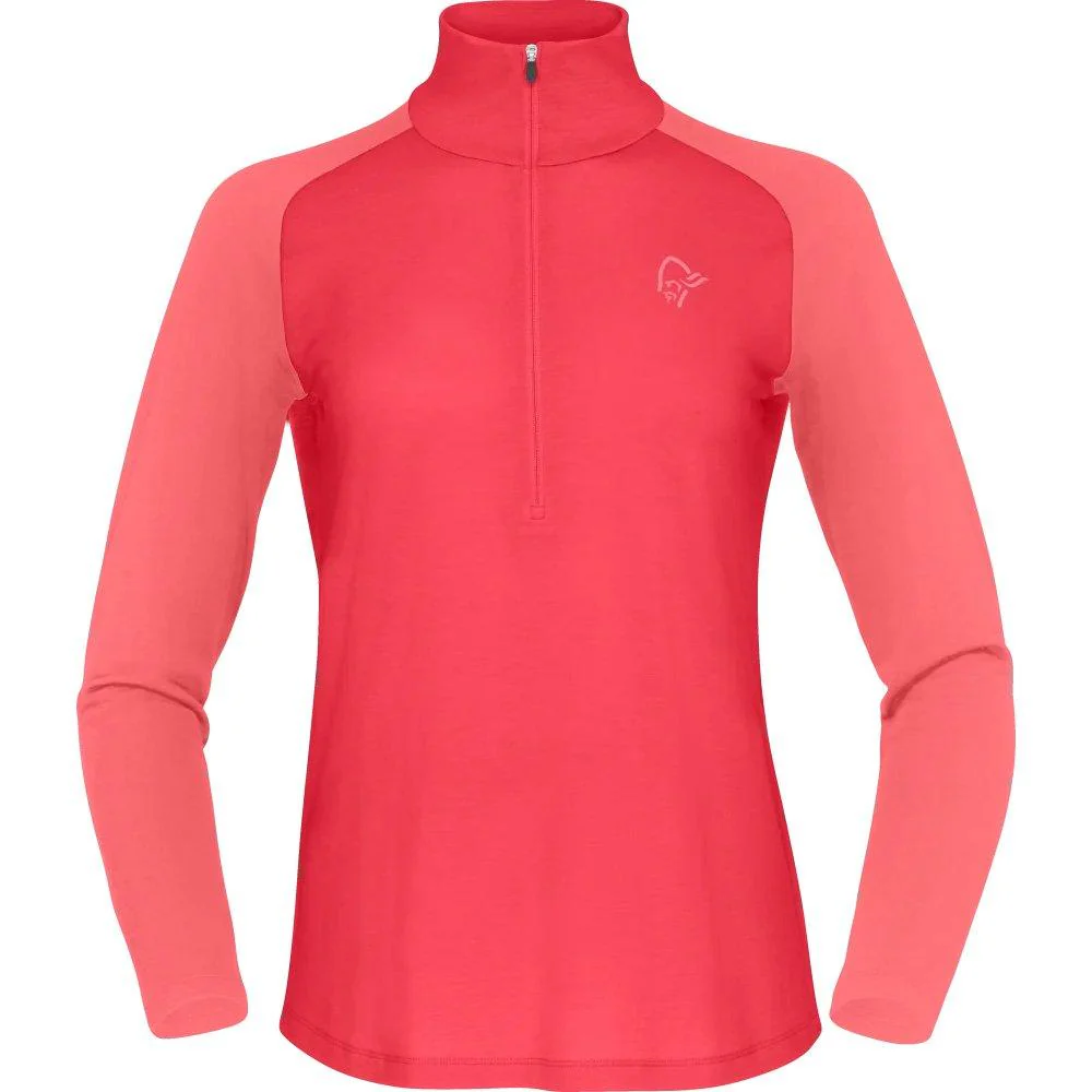 Women's Femund PureUll Zip Neck Base Layer - Pink