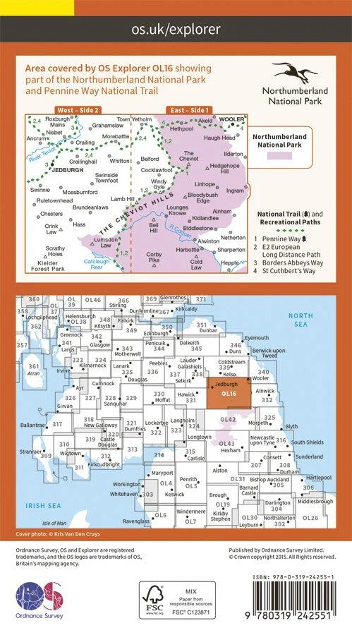 Explorer OL16 The Cheviot Hills Map - Image 2