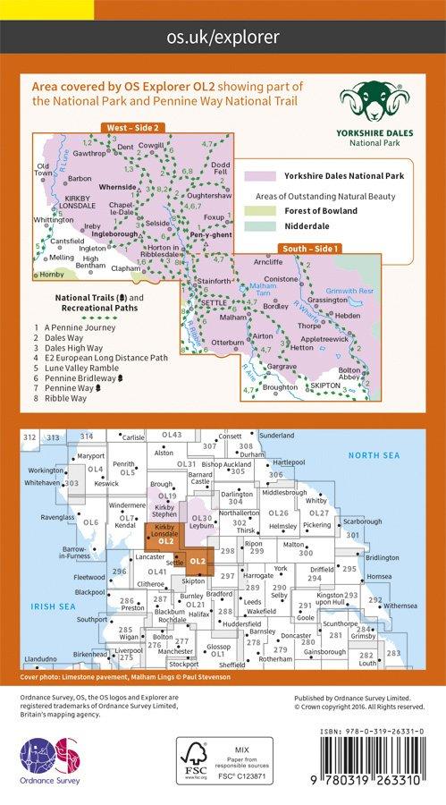 Explorer OL2 Yorkshire Dales - Southern & Western Area Map - Image 2