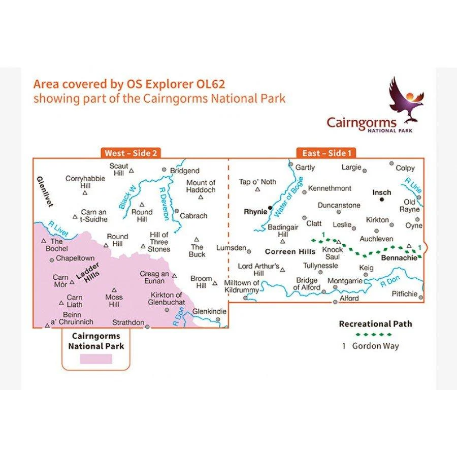Explorer OL62 Correen Hills & Glenlivet Map - Image 3