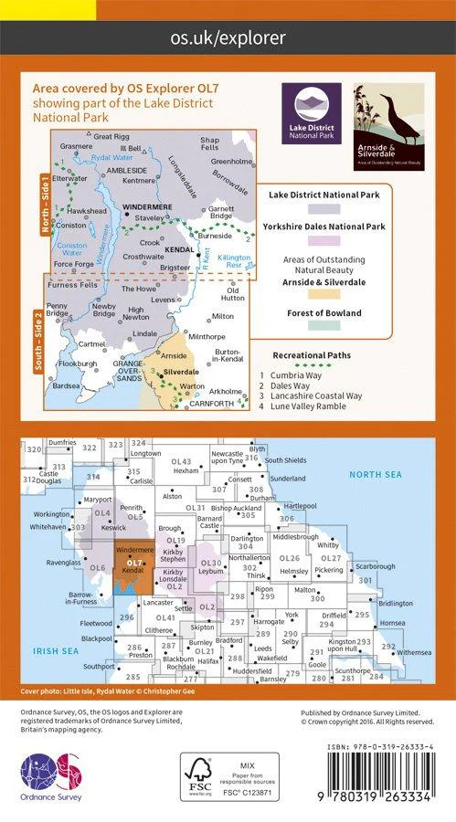 Explorer OL7 The Lake District South Eastern Area Map - Image 2