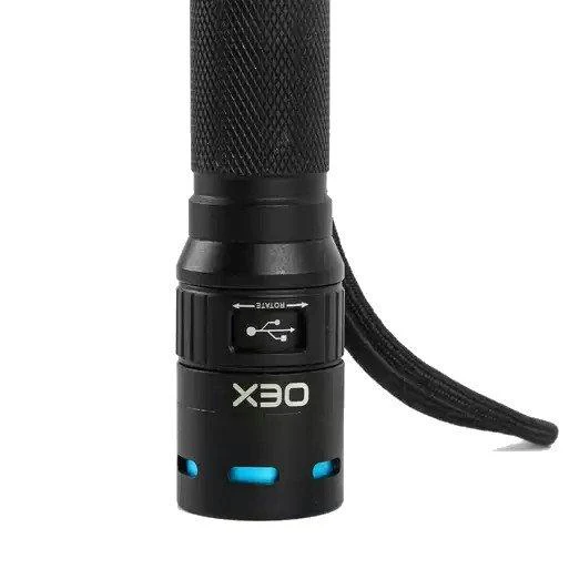 750L Rechargeable LED Torch - Black - Image 2