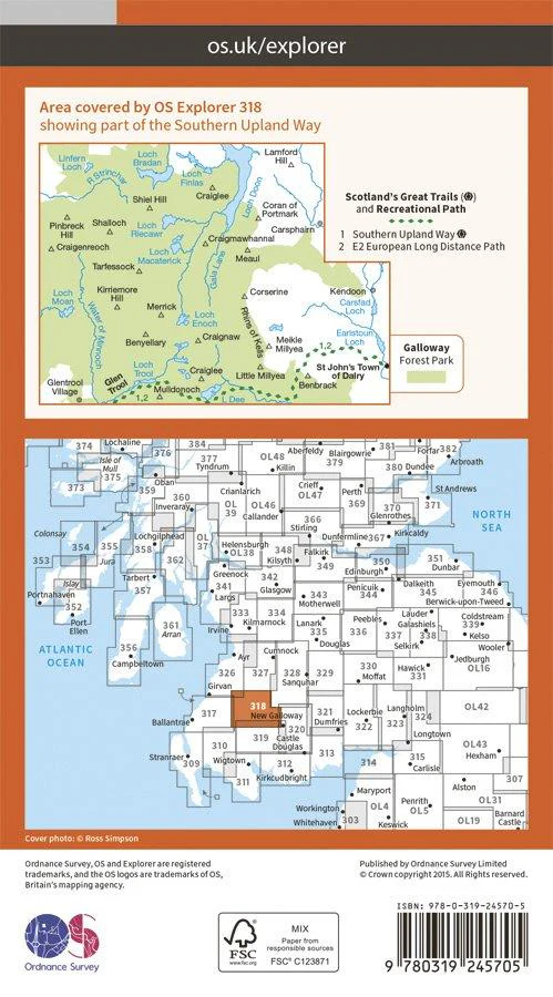 Explorer 318 1:25000 Galloway Forest Park North, Dumfries & Galloway - Image 2
