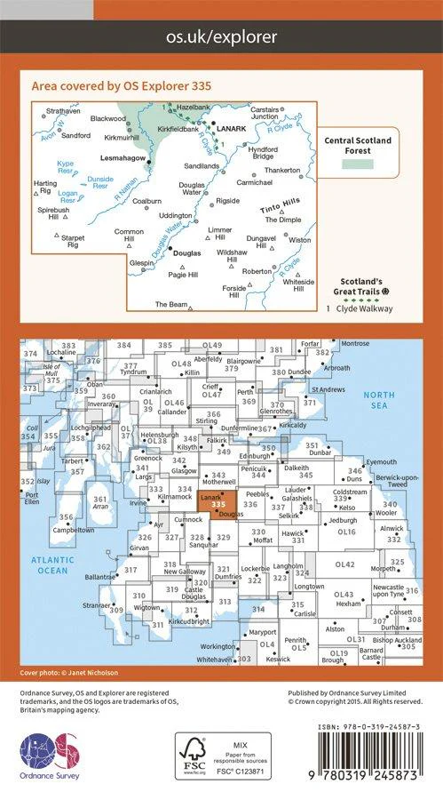 Explorer 335 1:25000 Lanark & Tinto Hills, South Lanarkshire - Image 2