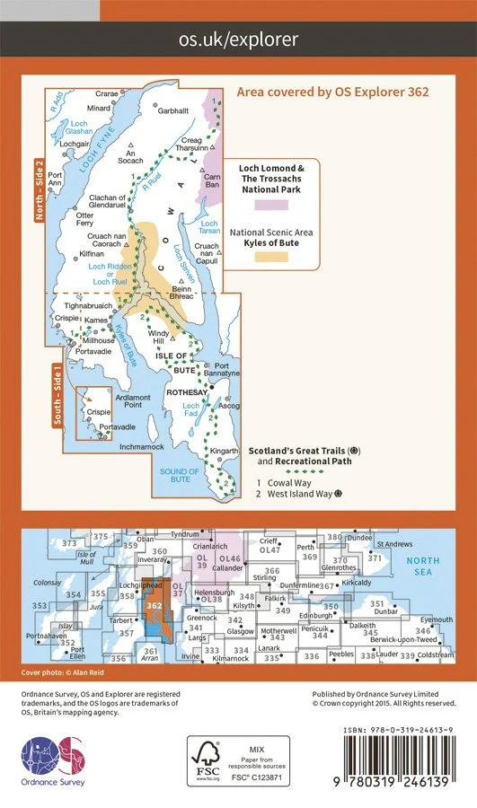 Explorer 362 1:25000 Cowal West & Isle of Bute, Argyll & Bute - Image 2
