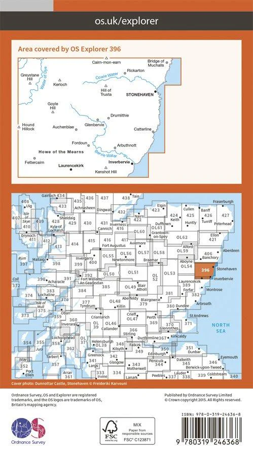 Explorer 396 1:25000 Stonehaven, Inverbervie & Laurencekirk - Image 2