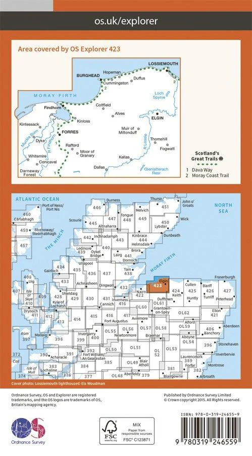 Explorer 423 1:25000 Elgin, Forres & Lossiemouth - Image 2
