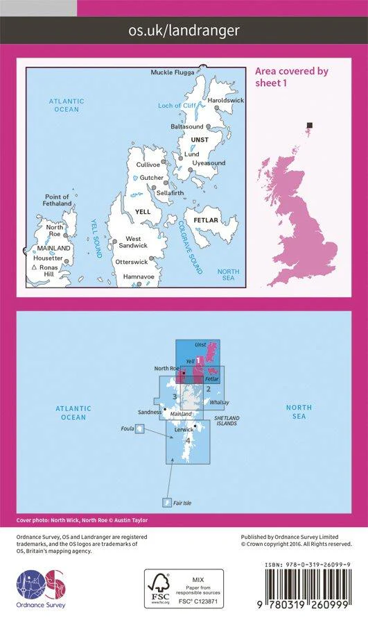Landranger 01 1:50000 Shetland - Yell, Unst & Fetlar - Image 2