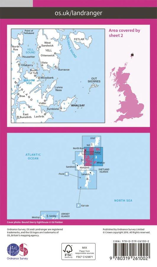 Landranger 02 1:50000 Shetland - Sullom Voe & Whalsay - Image 2