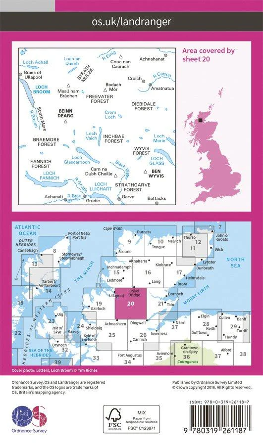 Landranger 20 1:50000 Beinn Dearg & Loch Broom - Image 2