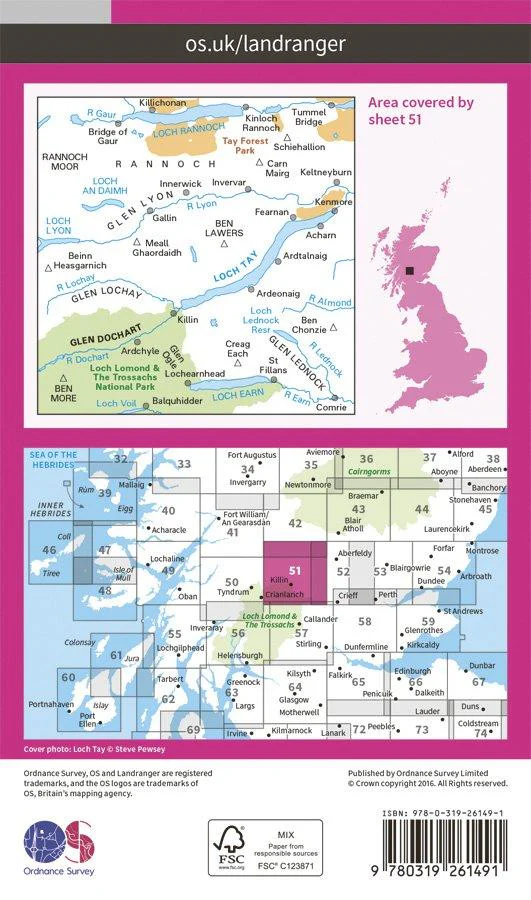 Landranger 51 1:50000 Loch Tay & Glen Dochart - Image 2