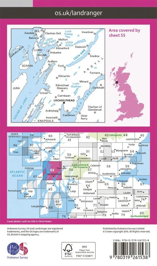 Landranger 55 1:50000 Lochgilphead & Loch Awe - Image 2