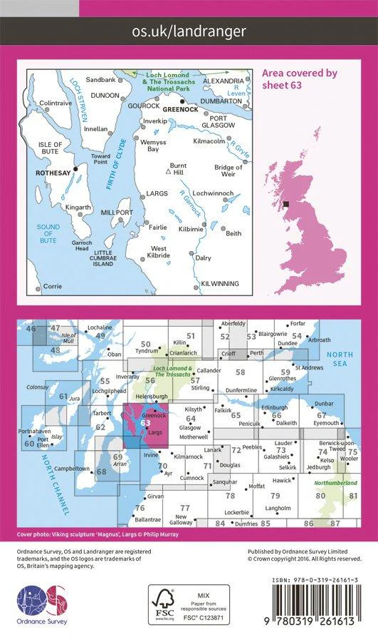 Landranger 63 1:50000 Firth of Clyde - Image 2