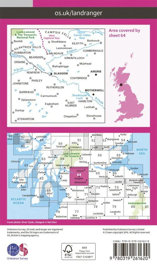 Landranger 64 1:50000 Glasgow - Image 2