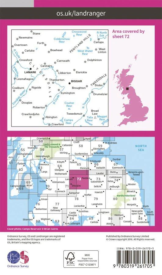 Landranger 72 1:50000 Upper Clyde Valley - Image 2