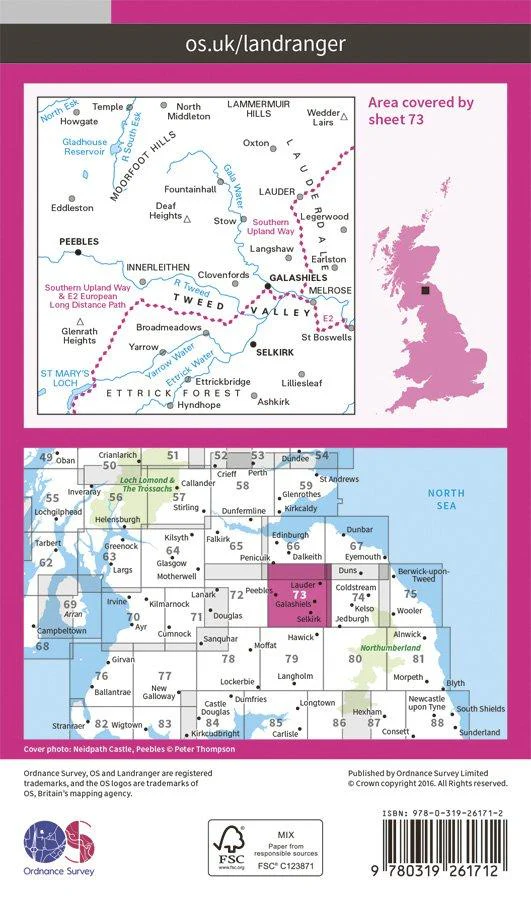 Landranger 73 1:50000 Peebles, Galashiels & Selkirk - Image 2