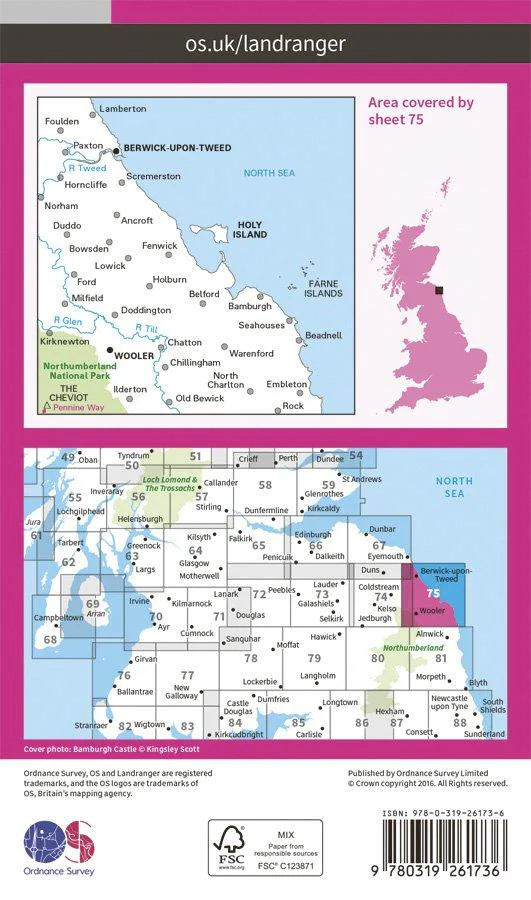 Landranger 75 1:50000 Berwick-upon-Tweed - Image 2