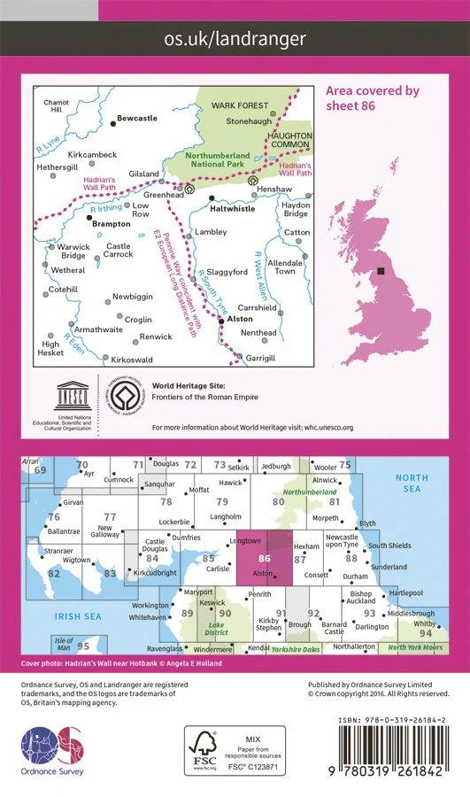 Landranger 86 1:50000 Haltwhistle & Brampton - Image 2