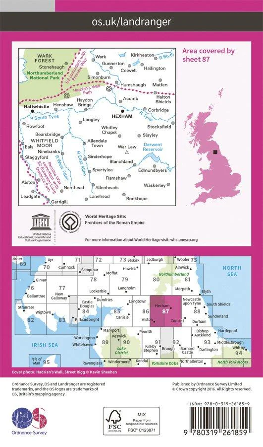 Landranger 87 1:50000 Hexham & Haltwhistle - Image 2