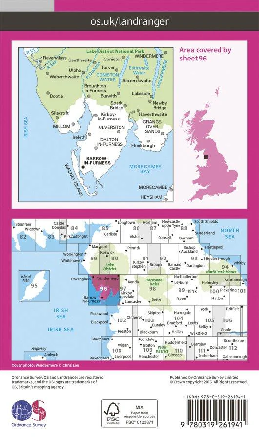 Landranger 96 1:50000 - Barrow-in-Furness & South Lakeland - Image 2