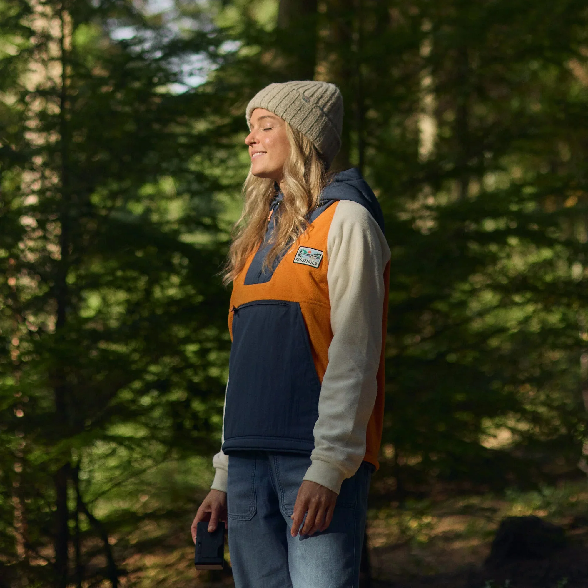 Women's Alexander 1/2 Zip Hooded Fleece - Orange / Blue - Image 2