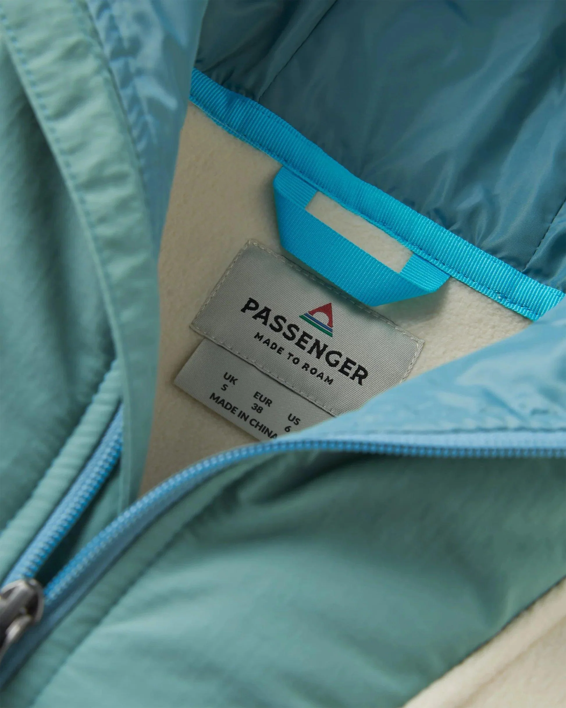Women's Alexander 1/2 Zip Hooded Fleece - Cream / Blue - Image 2