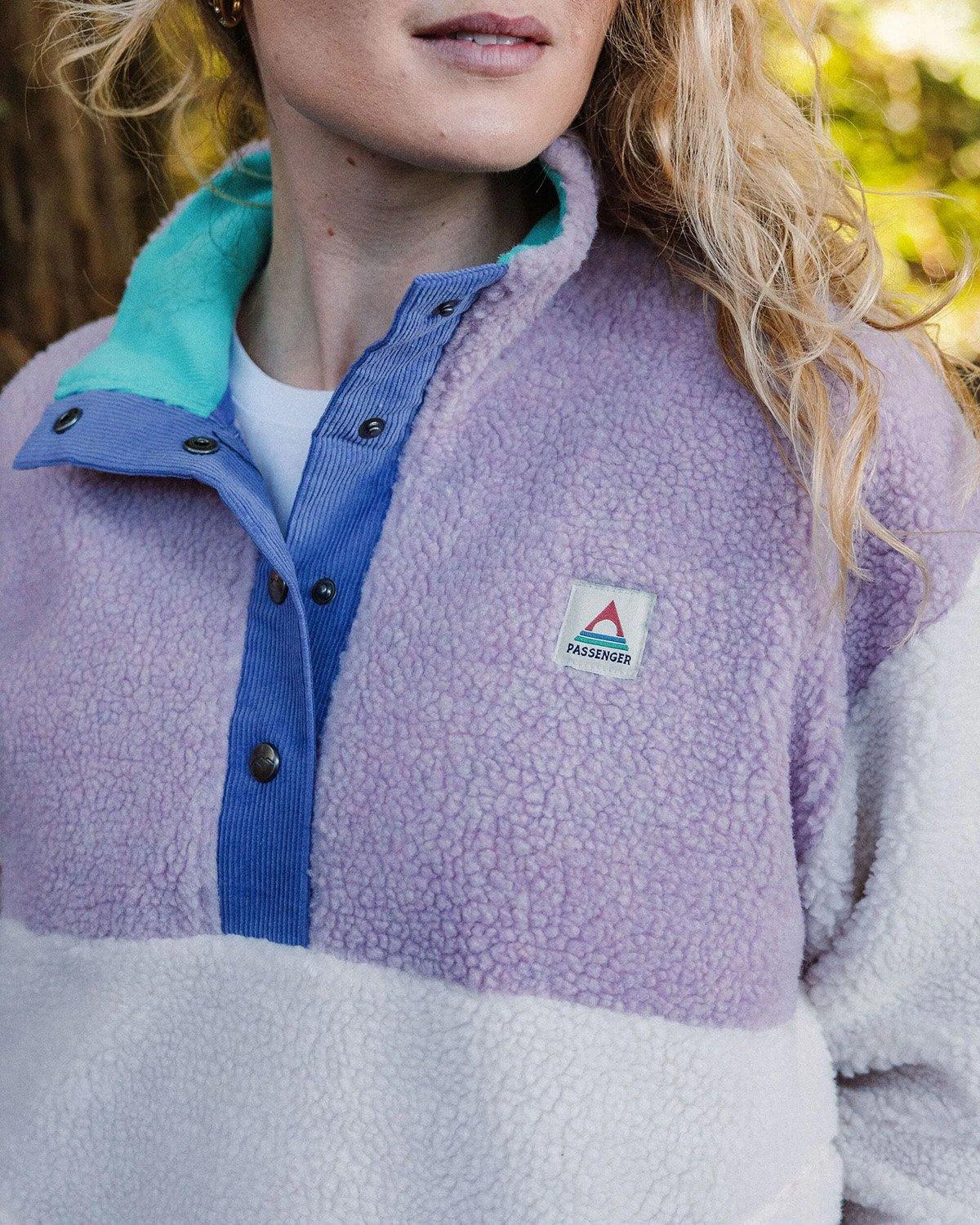 Women's Create 1/2 Snap Sherpa Fleece - Purple / White - Image 2