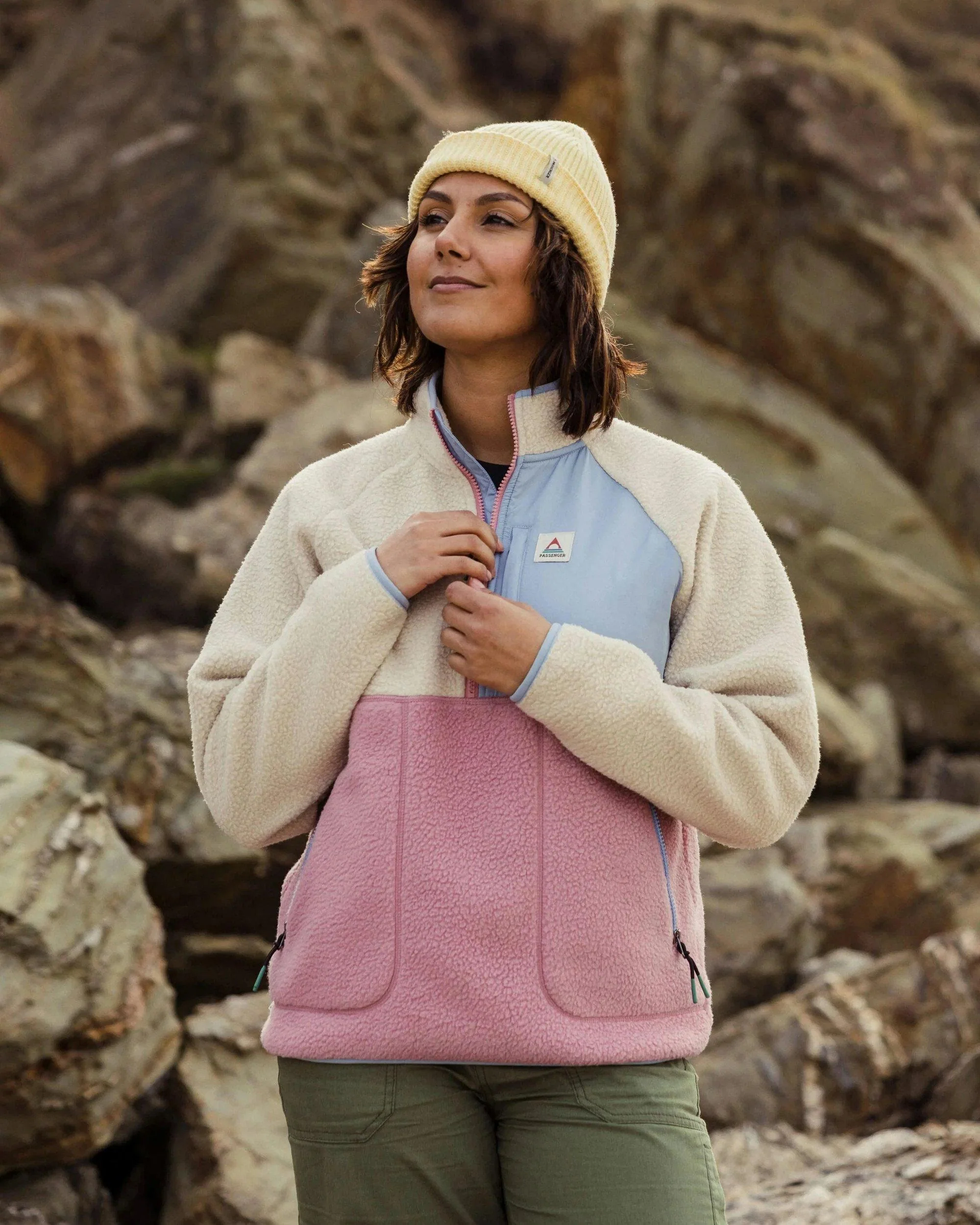 Women's Home 1/2 Zip Sherpa Fleece - Cream - Image 3