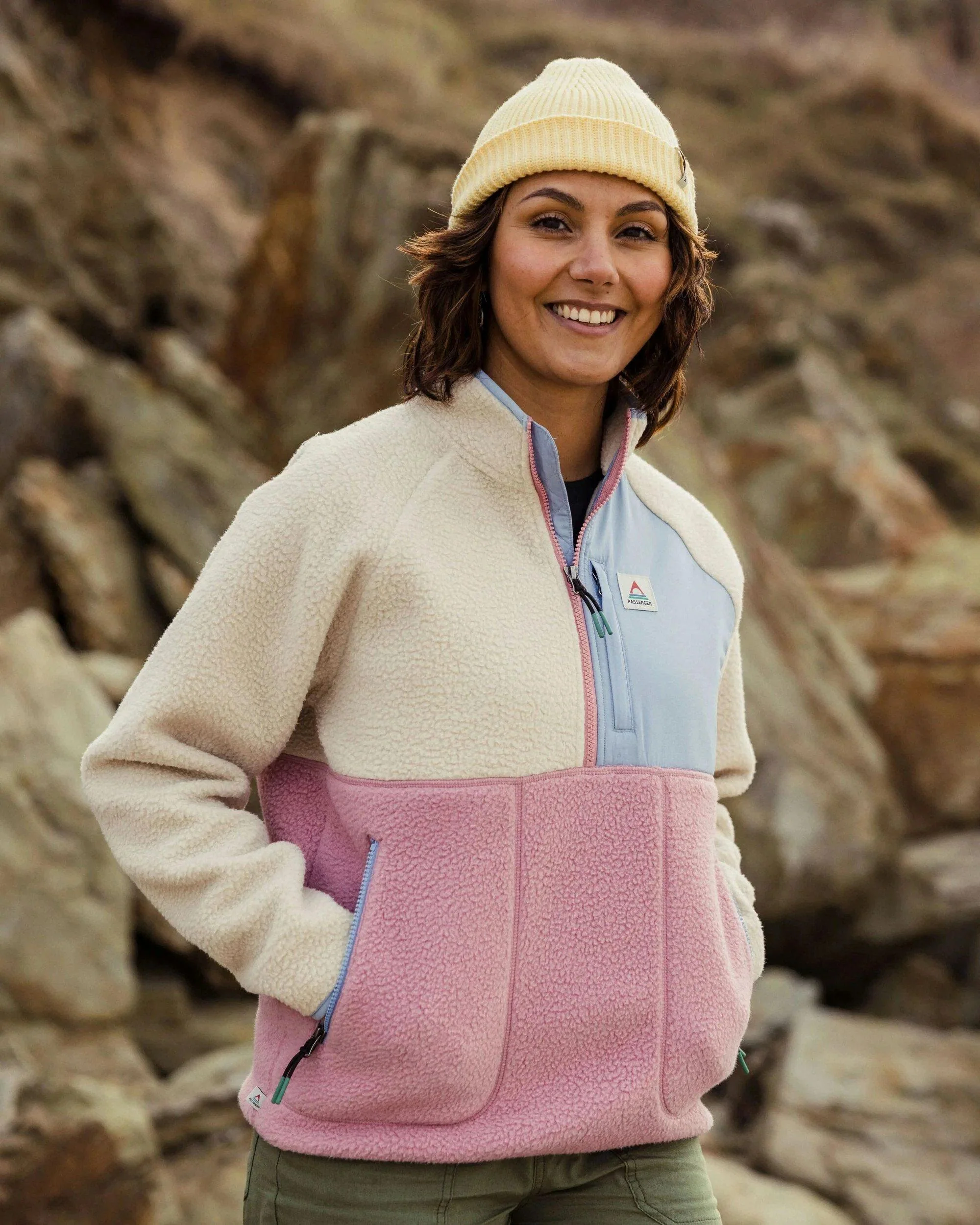 Women's Home 1/2 Zip Sherpa Fleece - Cream - Image 4