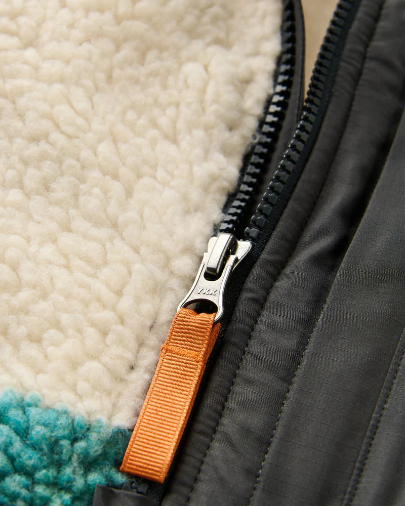 Men's Offroad Sherpa 1/2 Zip Fleece - Cream / Blue - Image 2