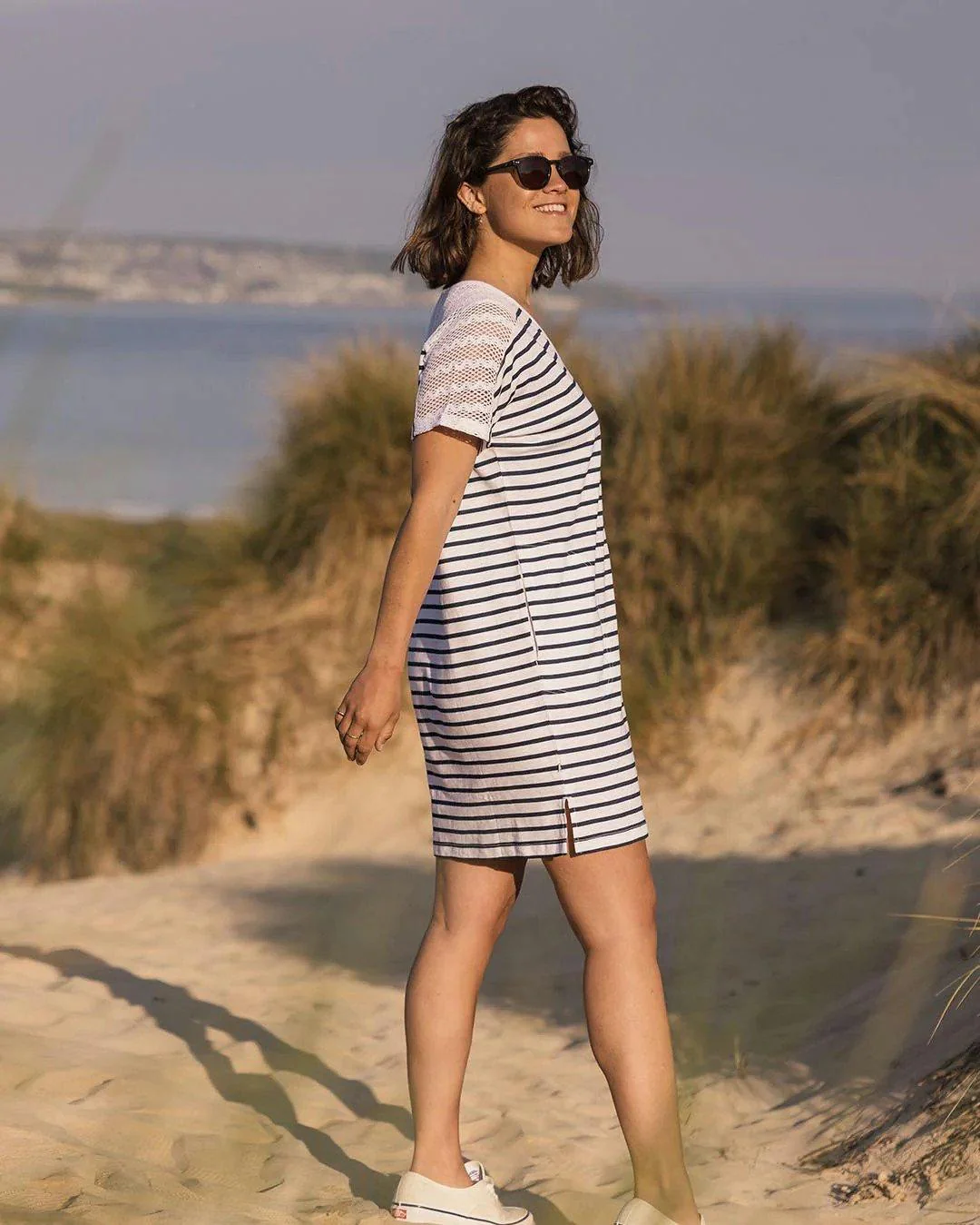 Women's Olive Oversized Cotton Dress - White - Image 3