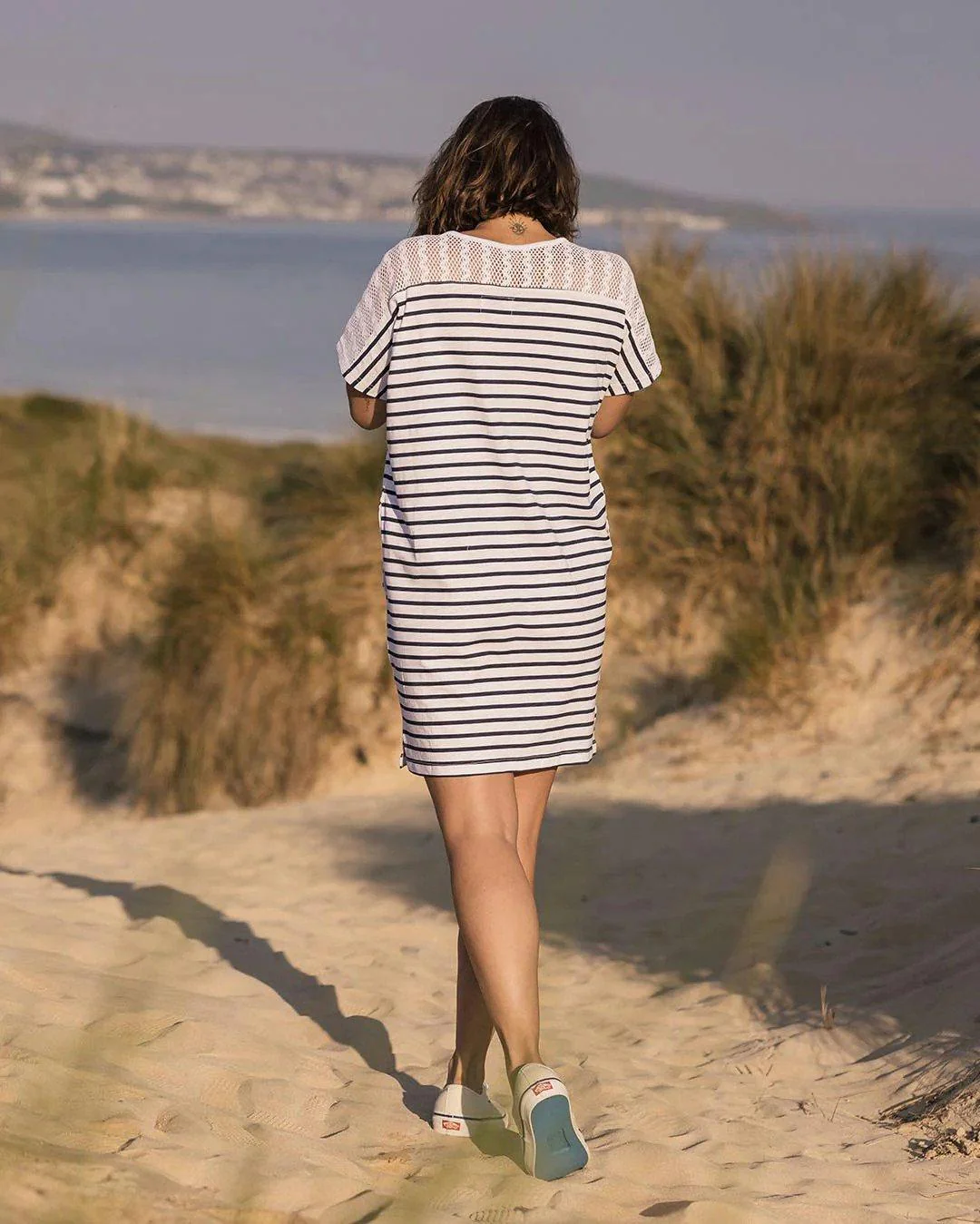 Women's Olive Oversized Cotton Dress - White - Image 4