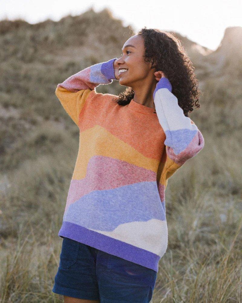 Women's Scenic Knitted Jumper -  Purple / Orange - Image 3