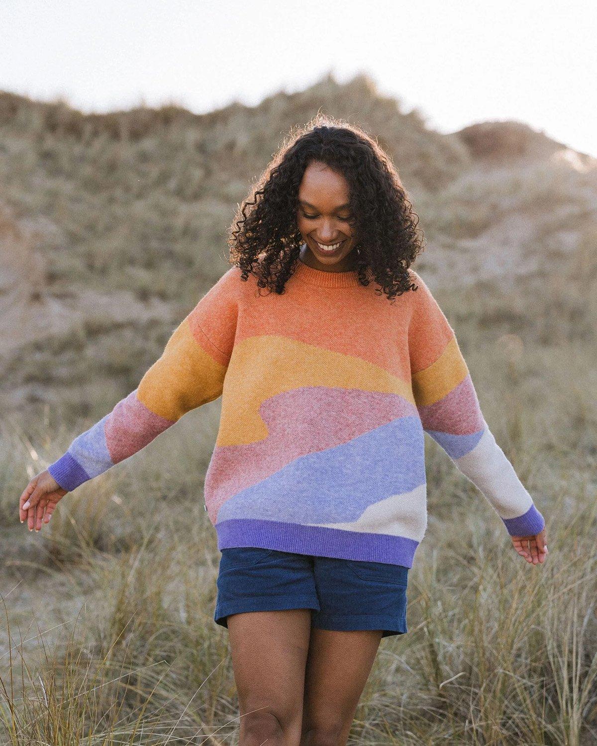 Women's Scenic Knitted Jumper -  Purple / Orange - Image 4