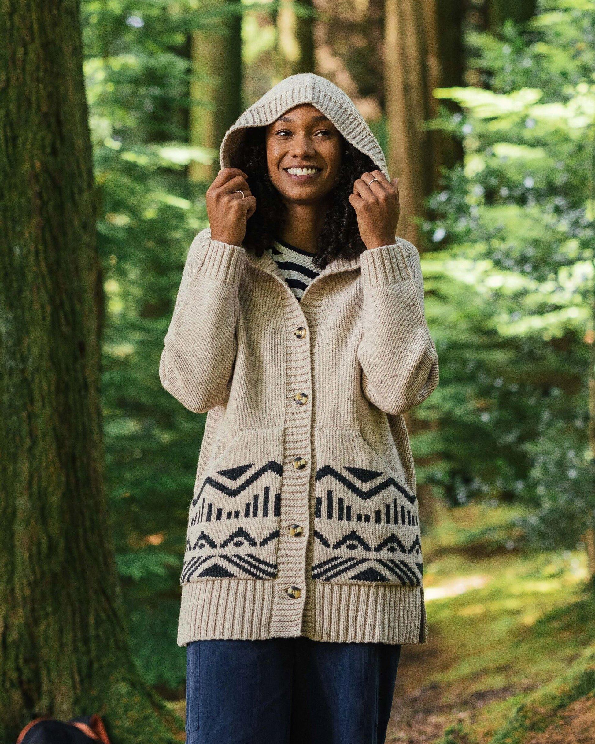 Women's Snoozle Recycled Knitted Hooded Cardigan - Cream - Image 2