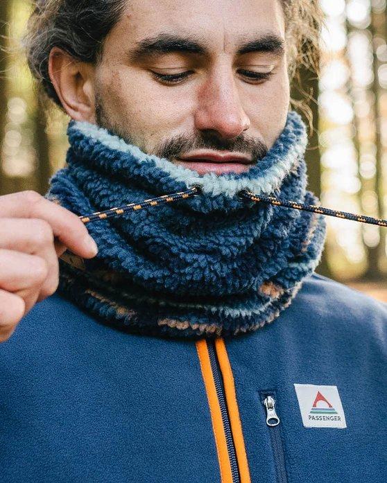Mulled Sherpa Fleece Snood - Blue Coral Pattern - Image 5