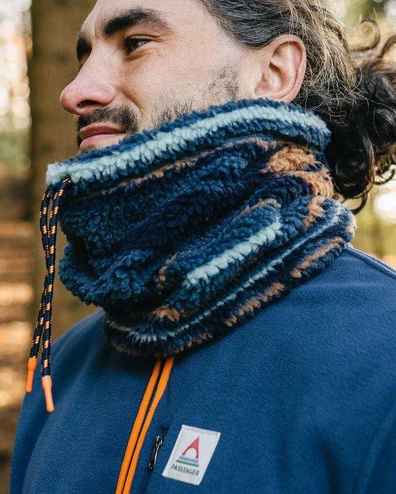 Mulled Sherpa Fleece Snood - Blue Coral Pattern - Image 6
