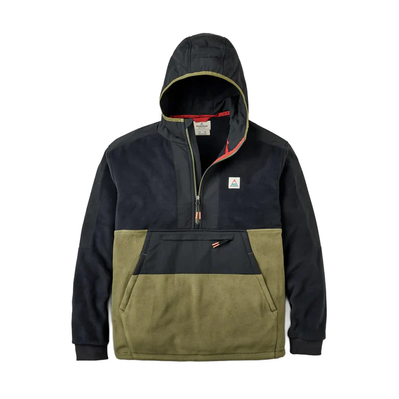Men's Woodland 2.0 Hooded Polartec® 1/2 Zip Fleece - Black / Green - Image 3