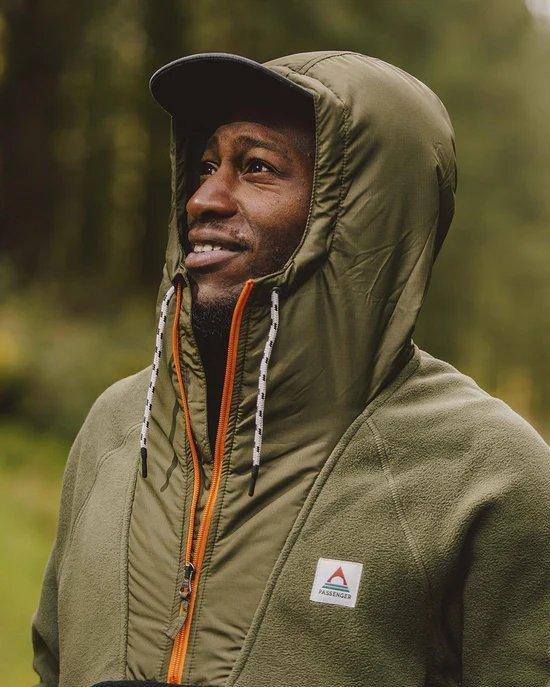 Men's Woodland Hooded 1/2 Zip Fleece - Khaki - Image 2