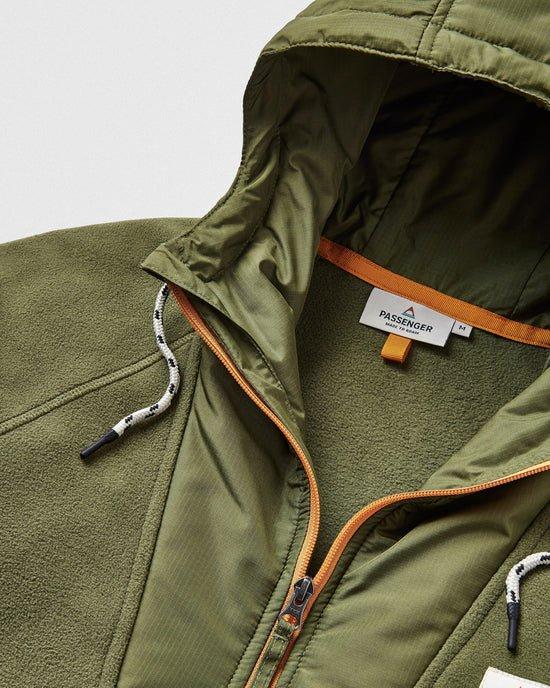 Men's Woodland Hooded 1/2 Zip Fleece - Khaki - Image 6