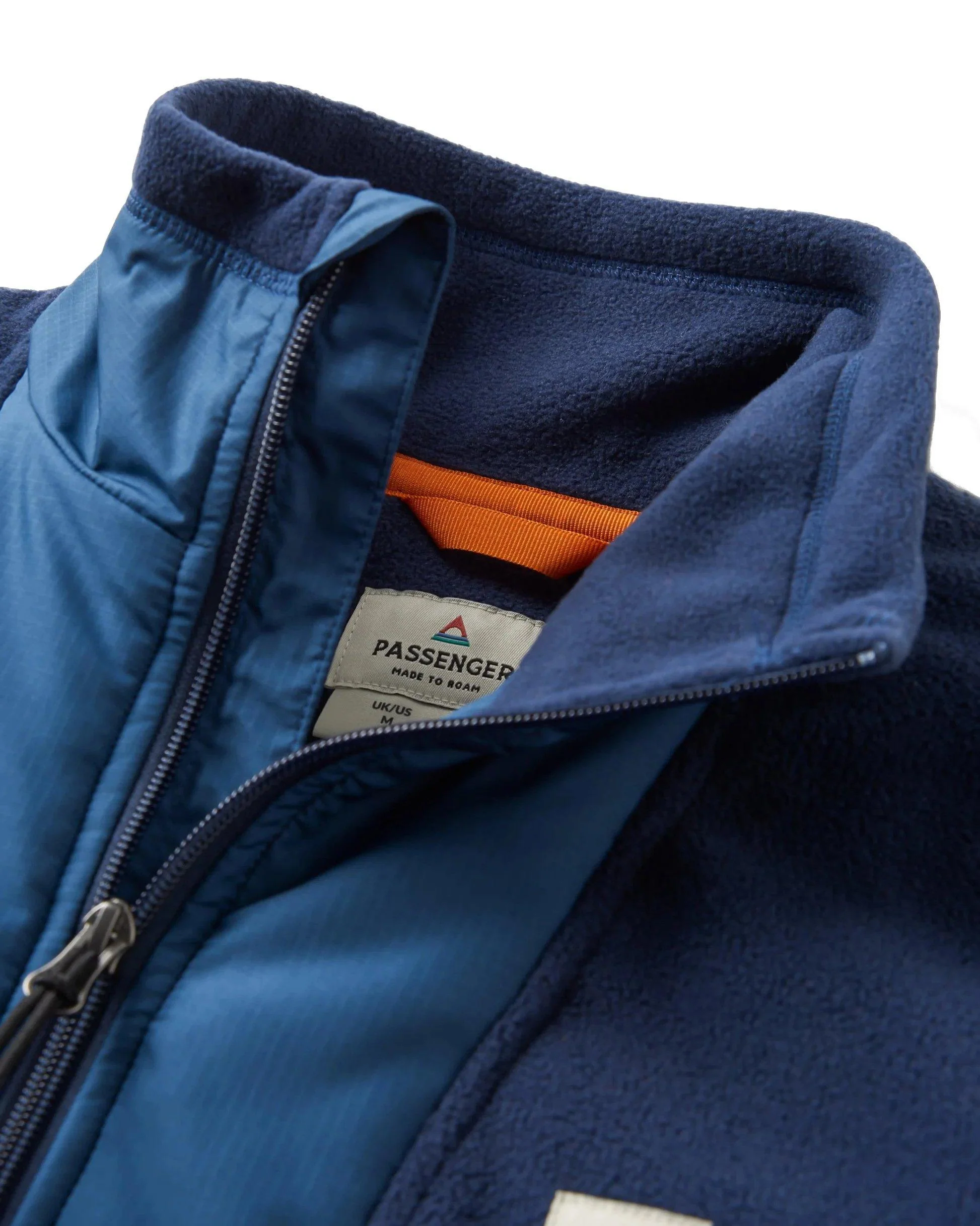 Men's Woodland Hoodless 1/2 Zip Fleece - Blue / Orange - Image 6