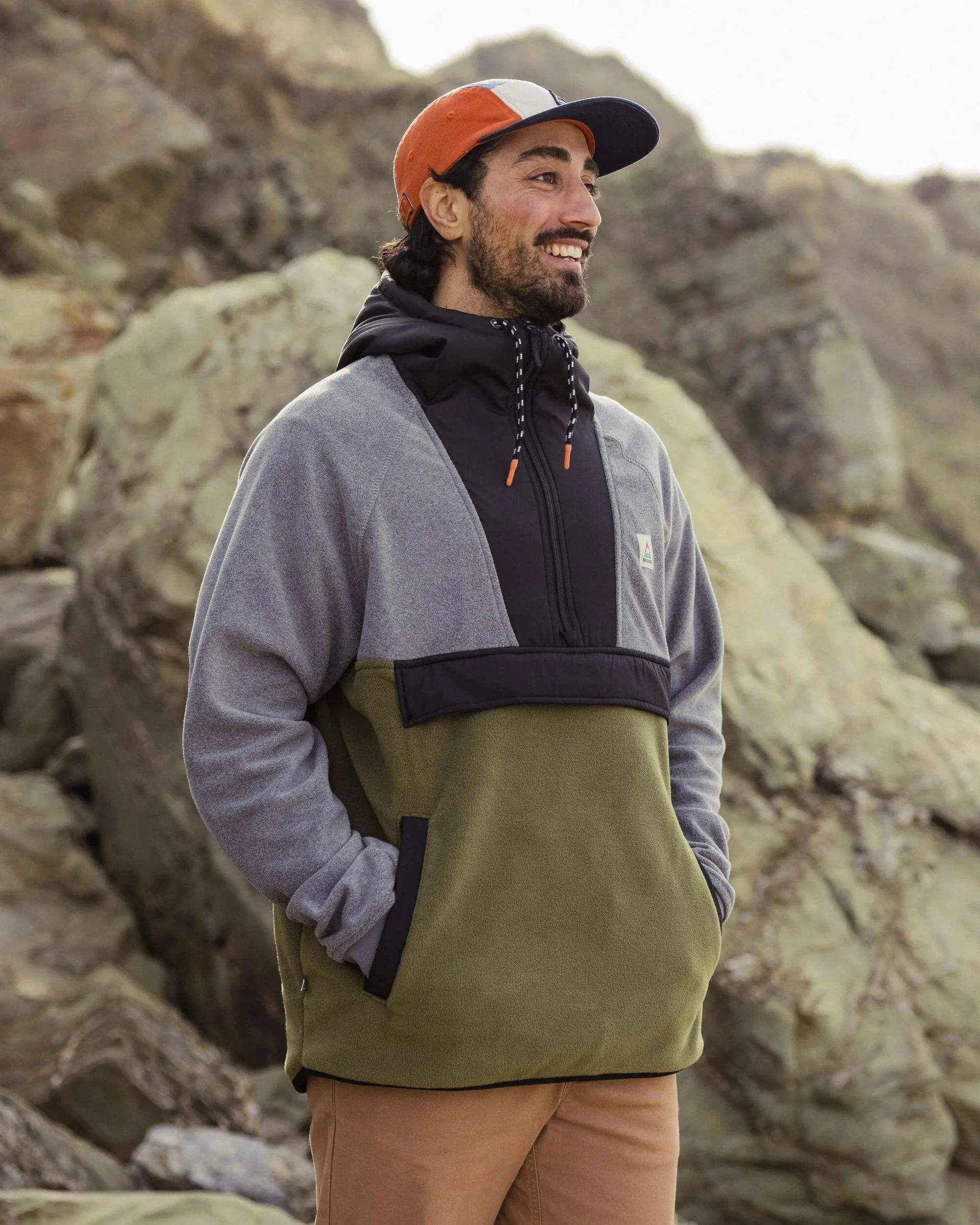 Men's Woodland Hooded 1/2 Zip Fleece - Green - Image 4