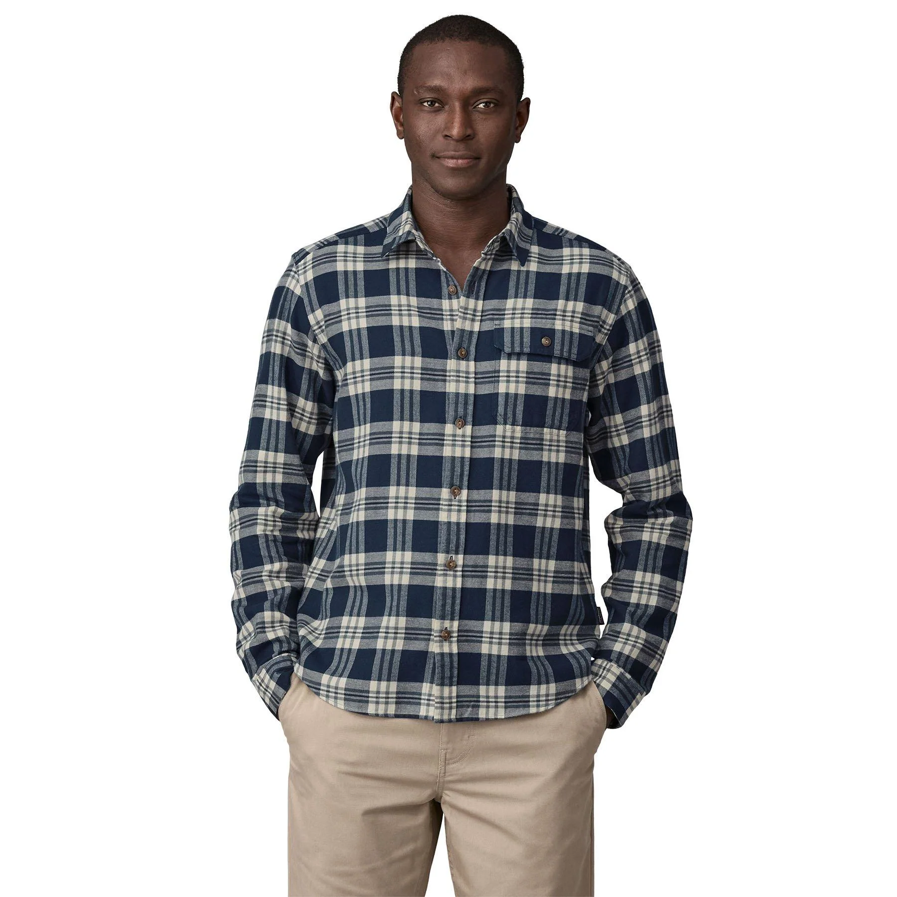 Men's Long-Sleeved Lightweight Fjord Flannel Shirt - Navy - Image 2