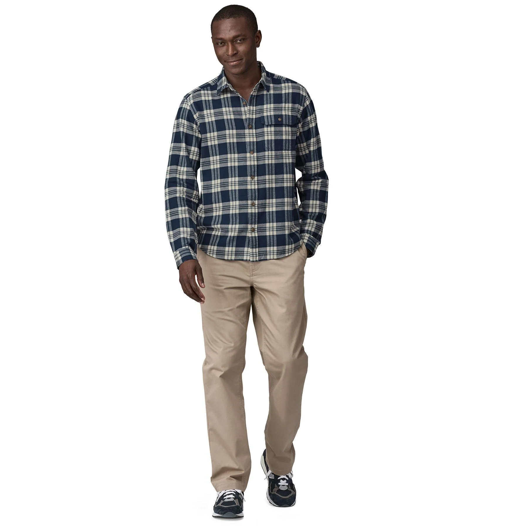 Men's Long-Sleeved Lightweight Fjord Flannel Shirt - Navy - Image 4