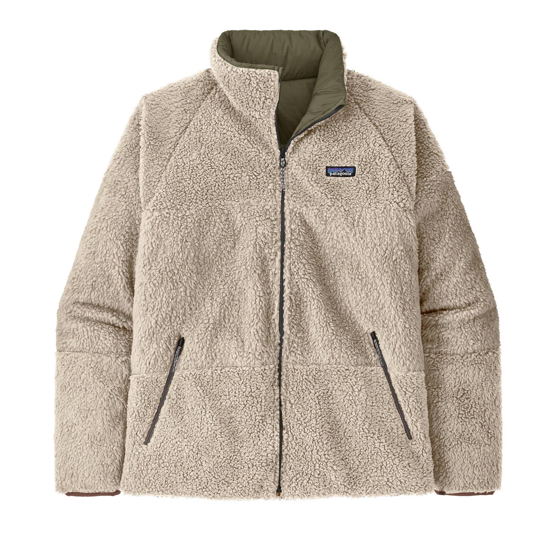 Men's Reversible Silent Down Fleece Jacket - Green / Cream - Image 2