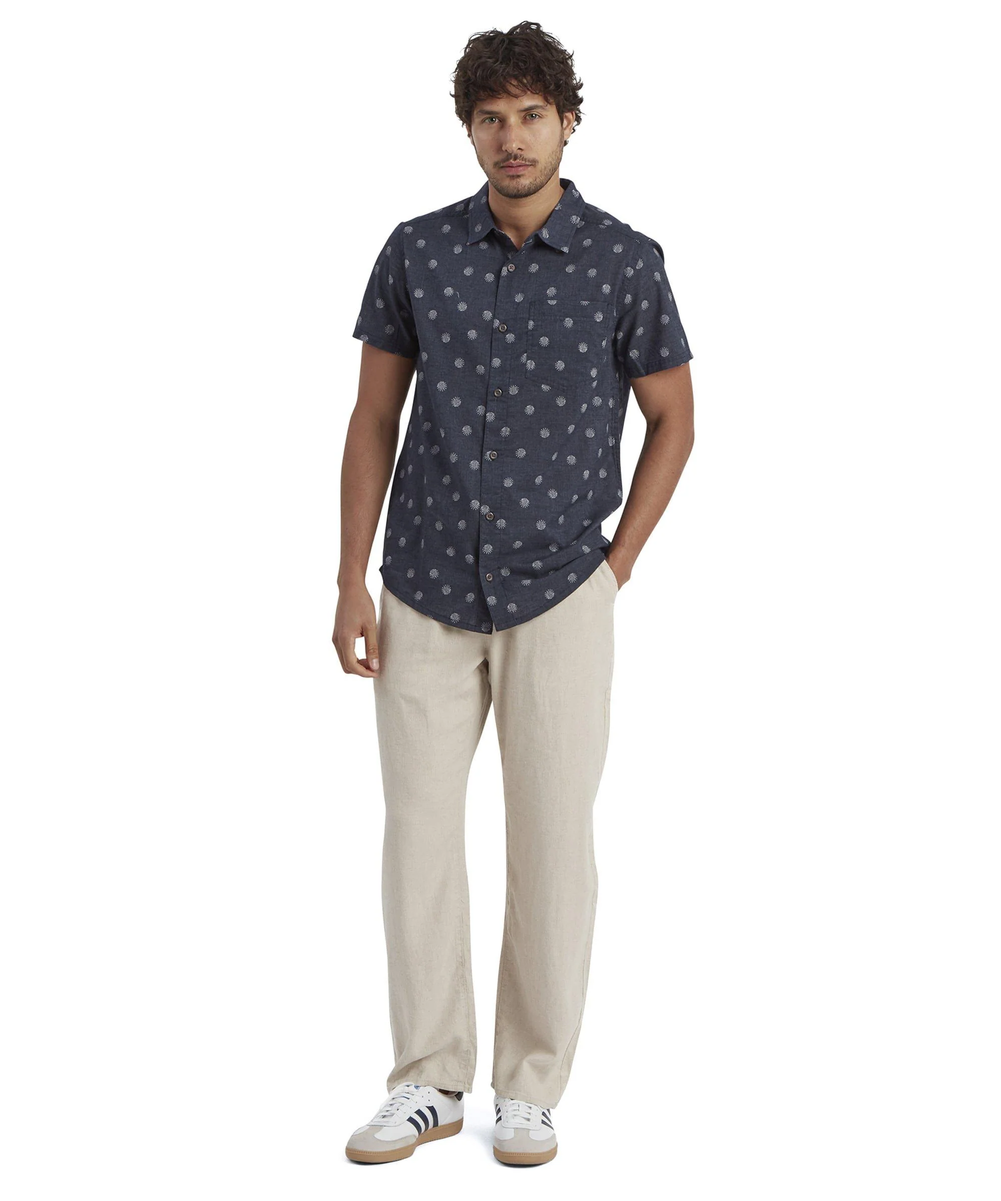 Men's Newar Peacock Short-Sleeve Shirt - Navy - Image 5